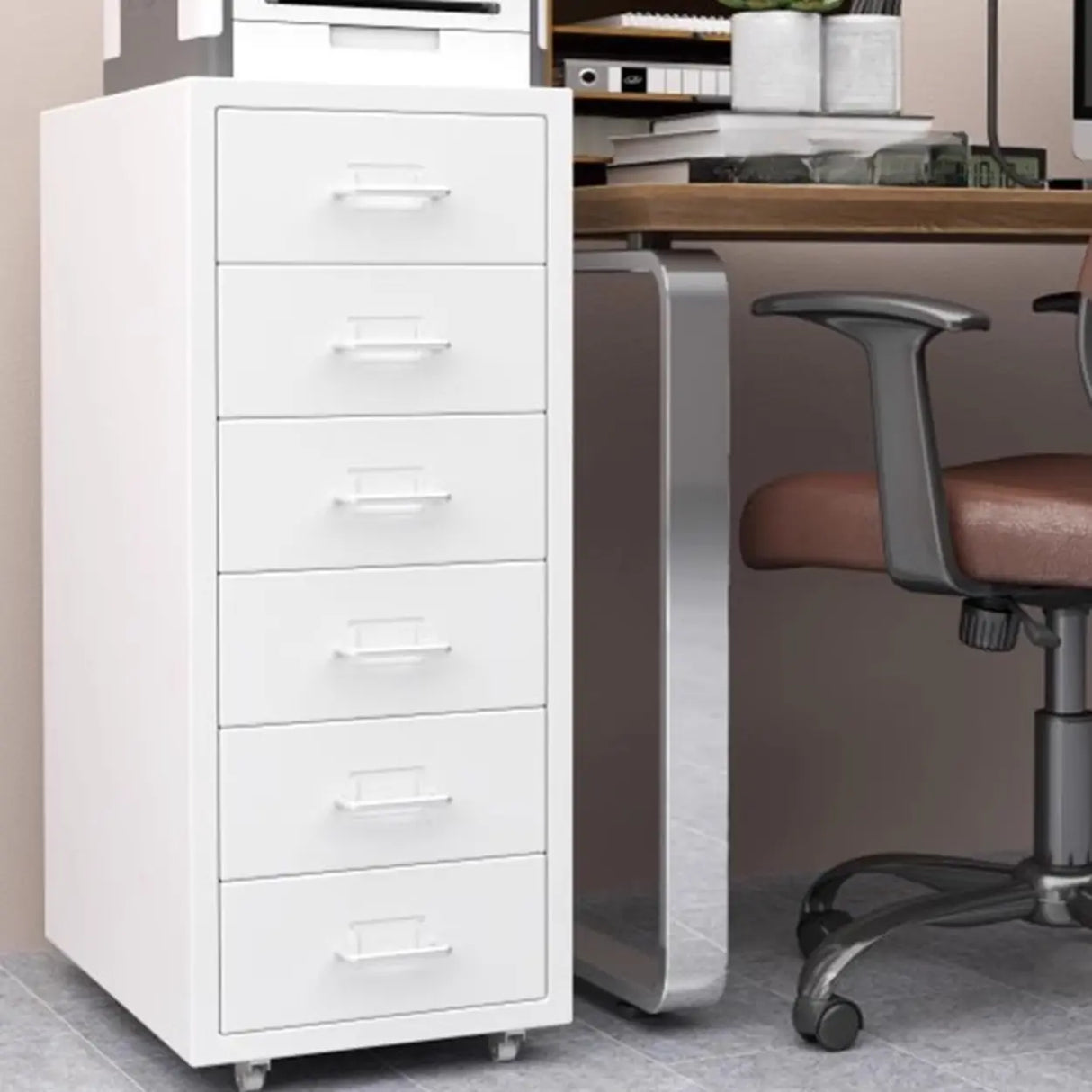 Steel Vertical Drawers Storage Rolling Filing Cabinet Image - 3