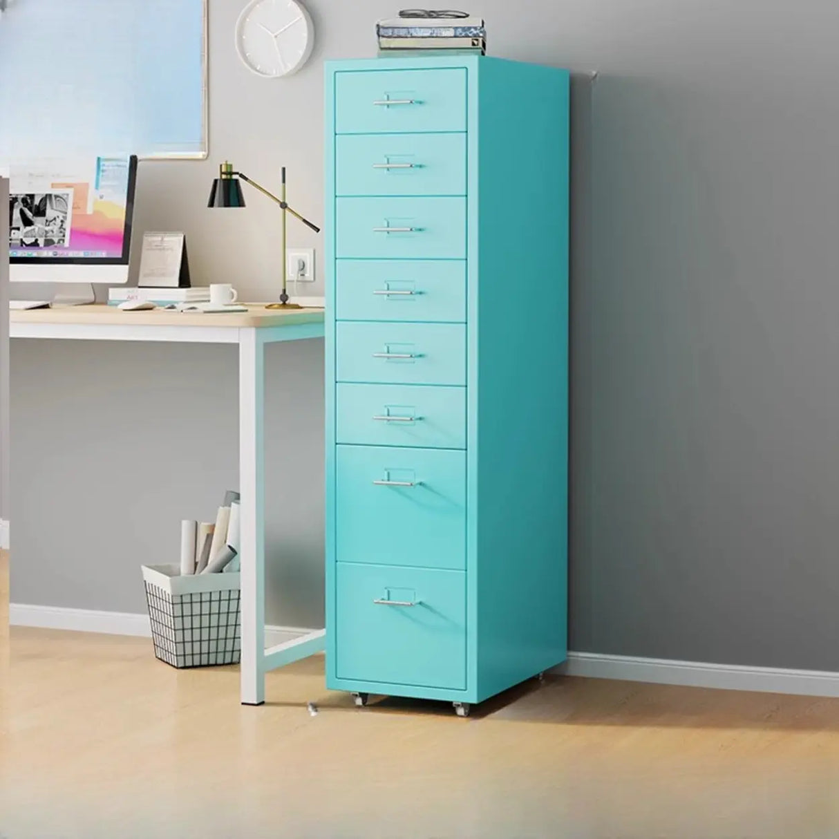 Steel Vertical Drawers Storage Rolling Filing Cabinet Image - 4