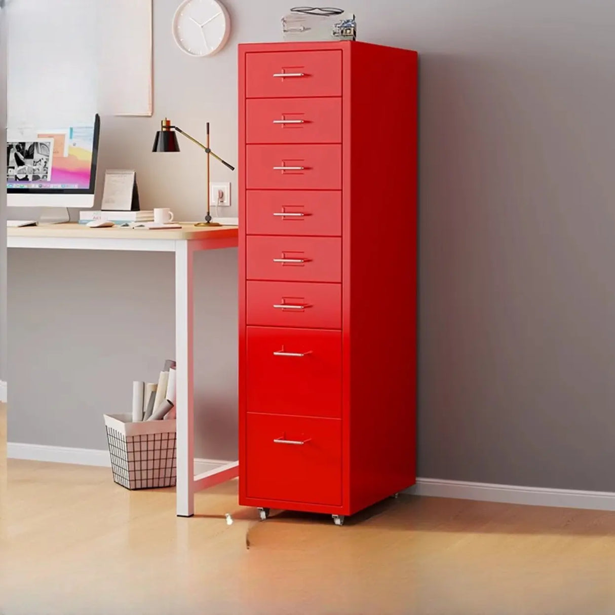 Steel Vertical Drawers Storage Rolling Filing Cabinet Image - 5