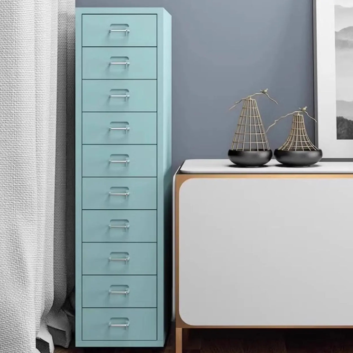 Steel Vertical Drawers Storage Rolling Filing Cabinet Image - 7