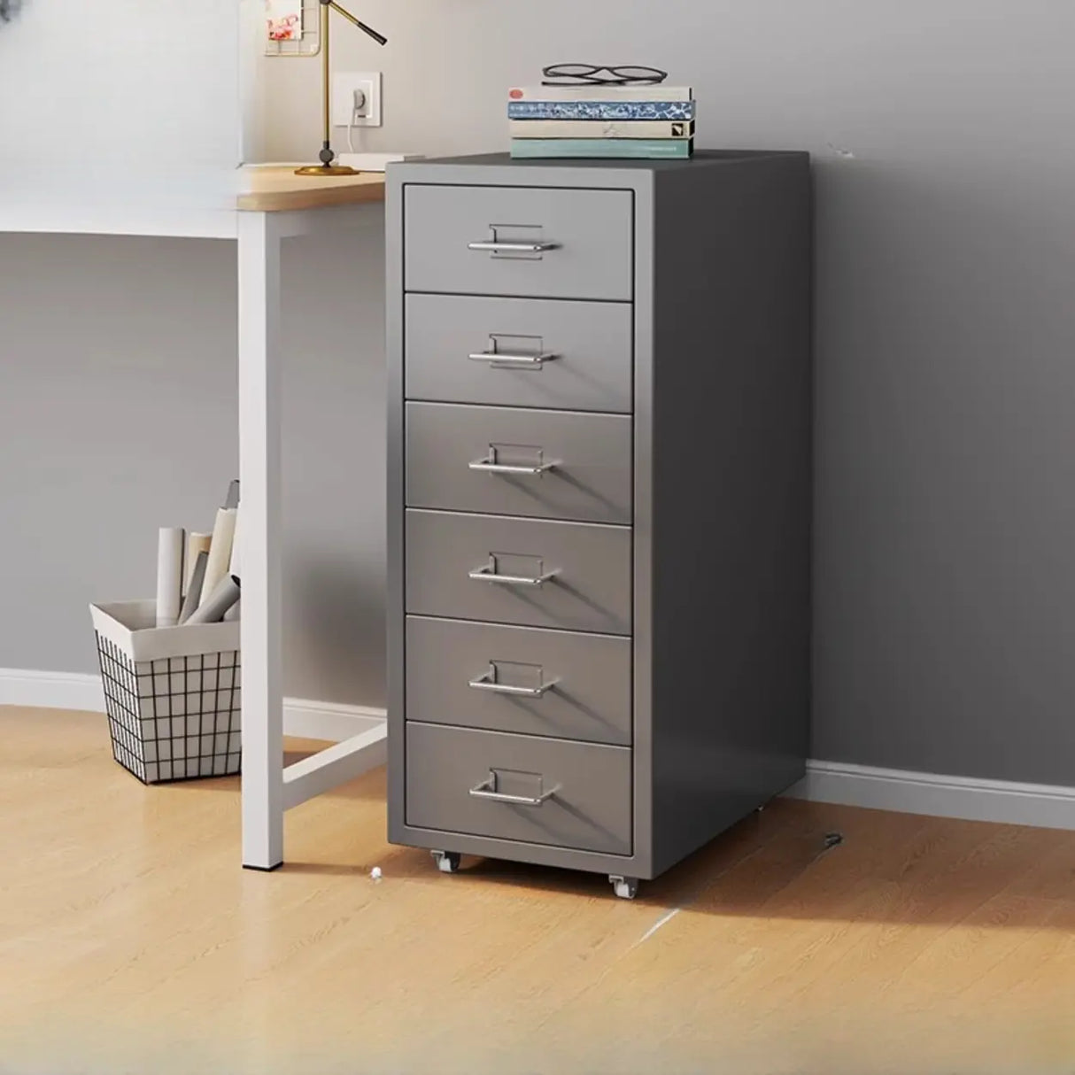 Steel Vertical Drawers Storage Rolling Filing Cabinet Image - 8