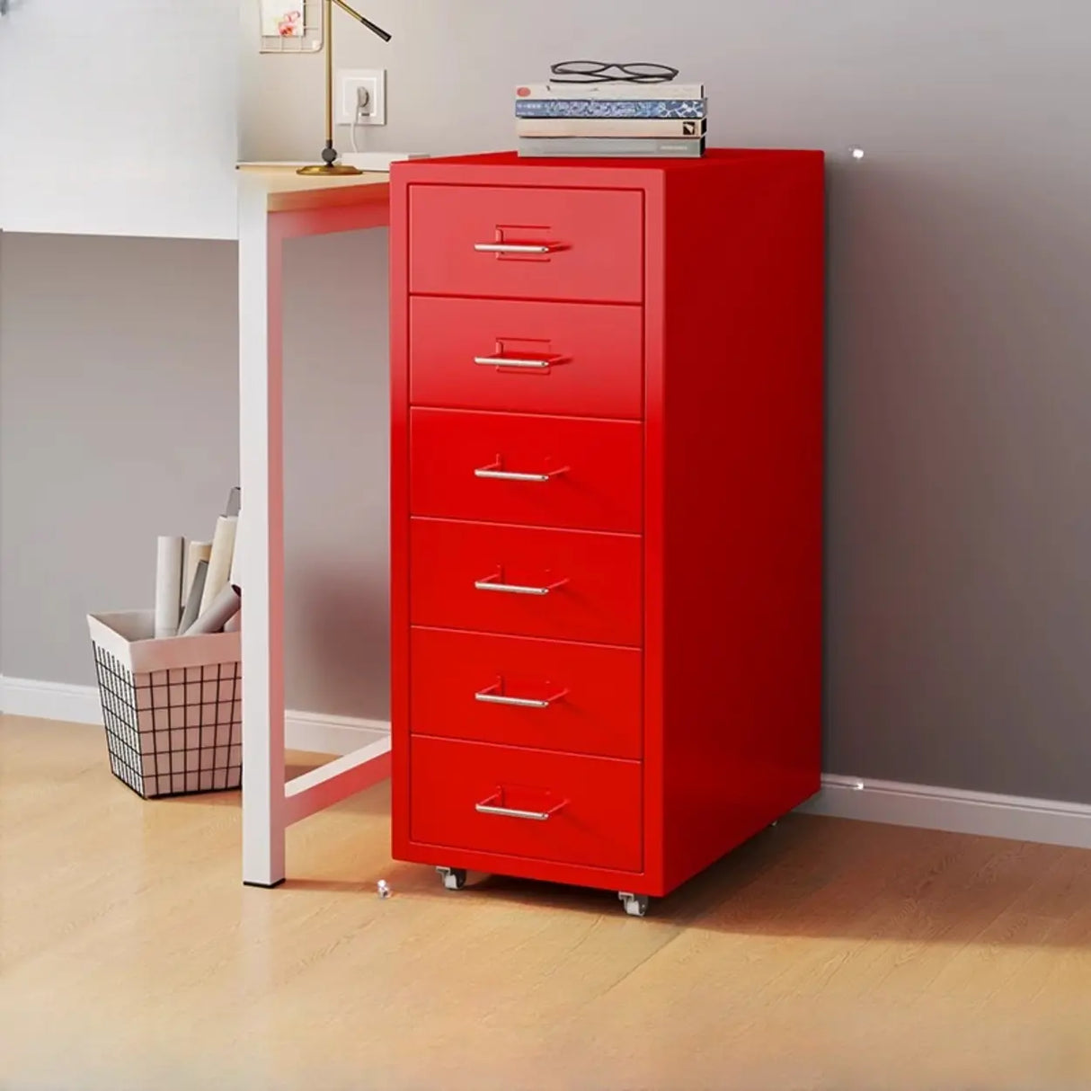 Steel Vertical Drawers Storage Rolling Filing Cabinet Image - 9