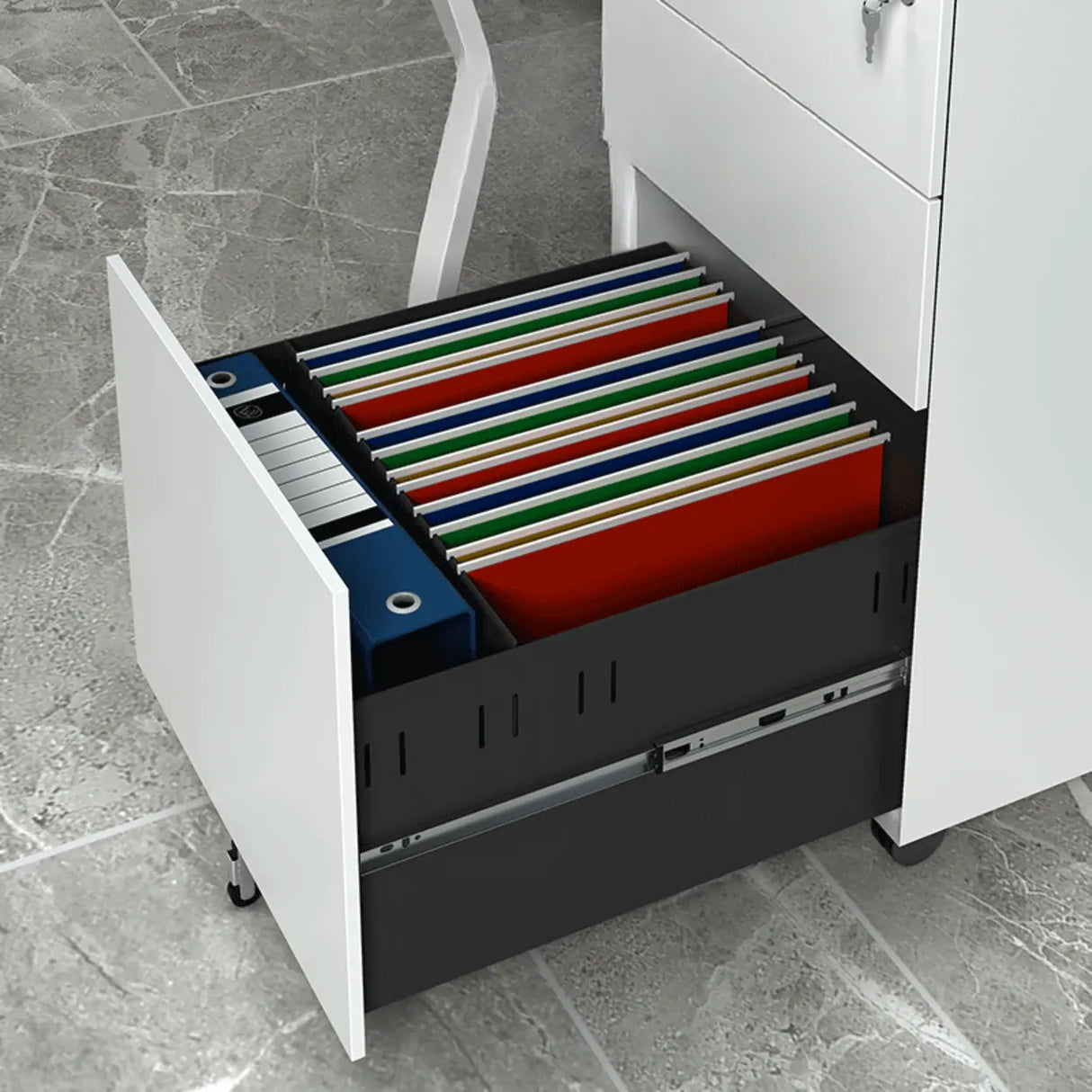 Steel Vertical Filing Cabinet with Wheels and Lock Image - 4