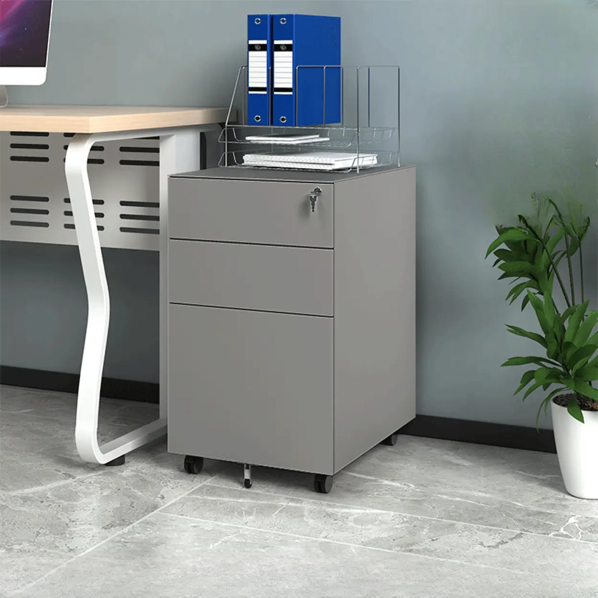 Steel Vertical Filing Cabinet with Wheels and Lock Image - 5