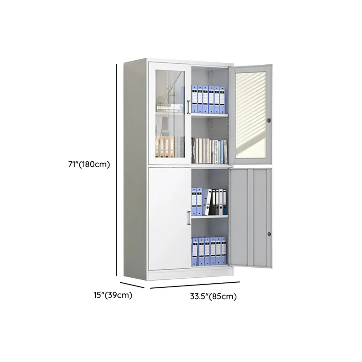 Steel Vertical Glass Door Filing Cabinet with Shelves Image - 13