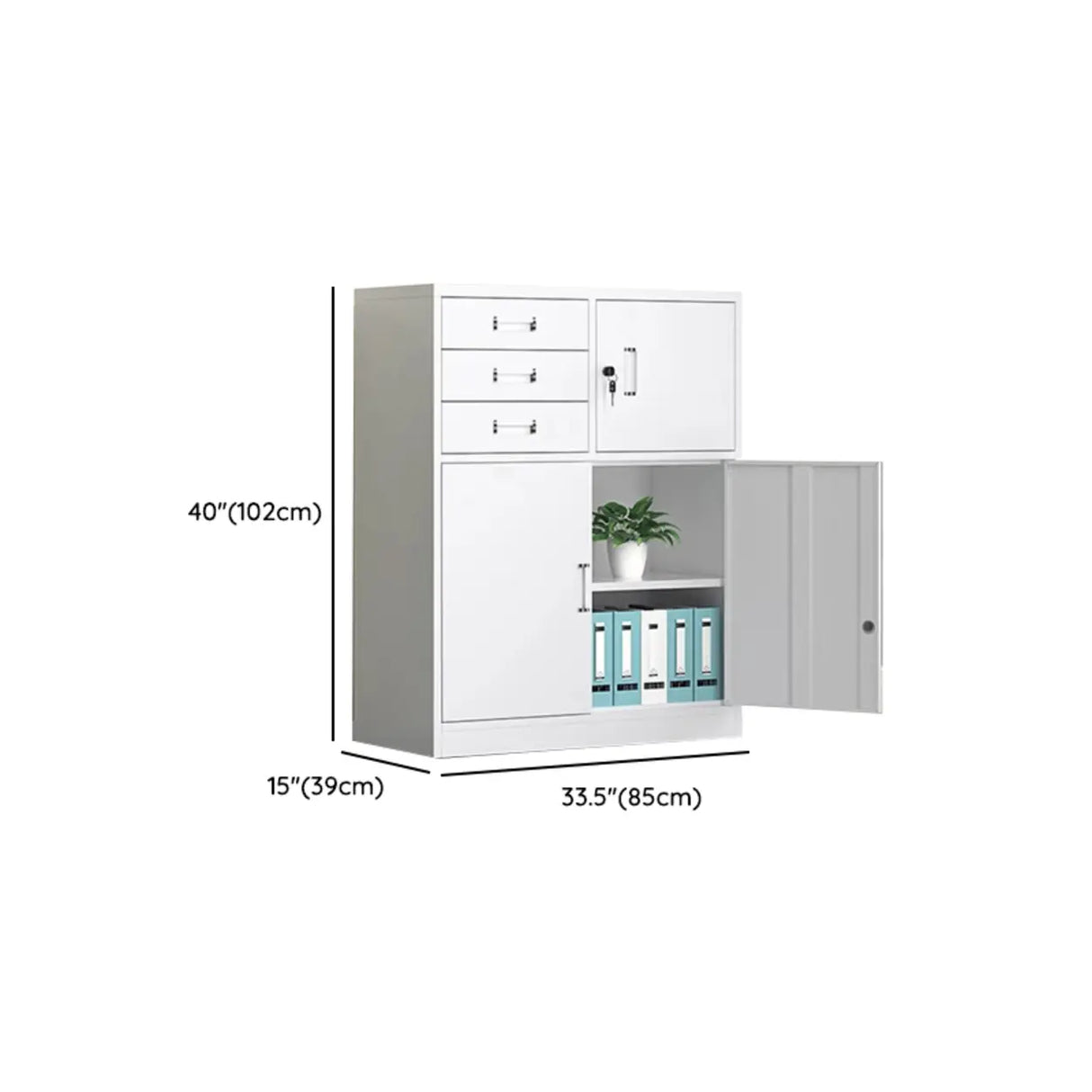 Steel Vertical Glass Door Filing Cabinet with Shelves Image - 16