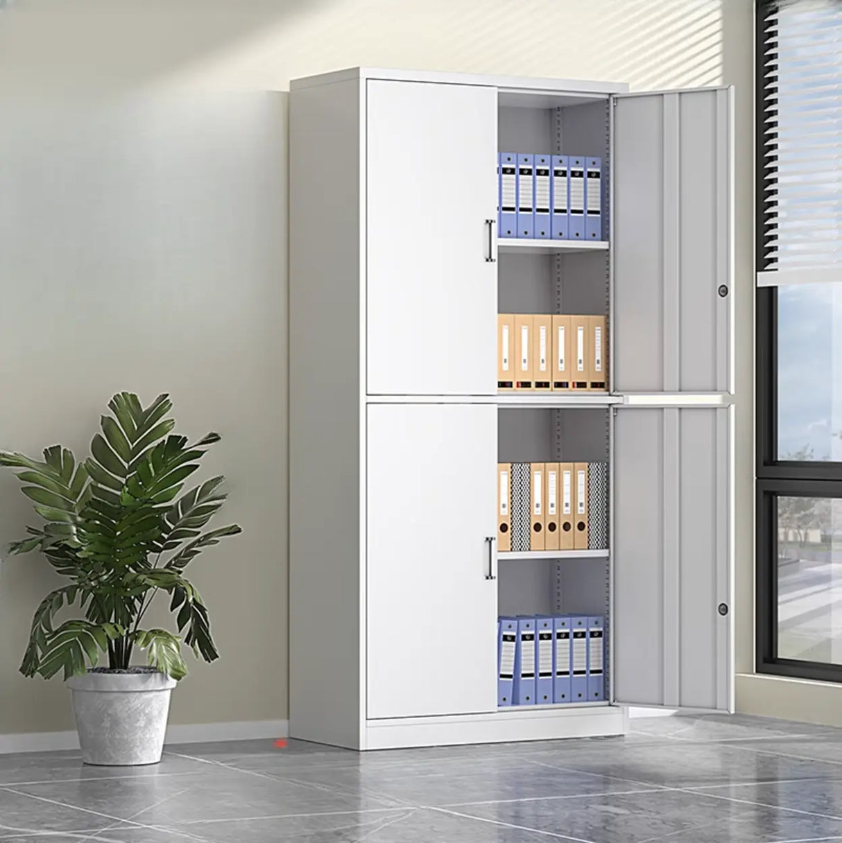 Steel Vertical Glass Door Filing Cabinet with Shelves Image - 7