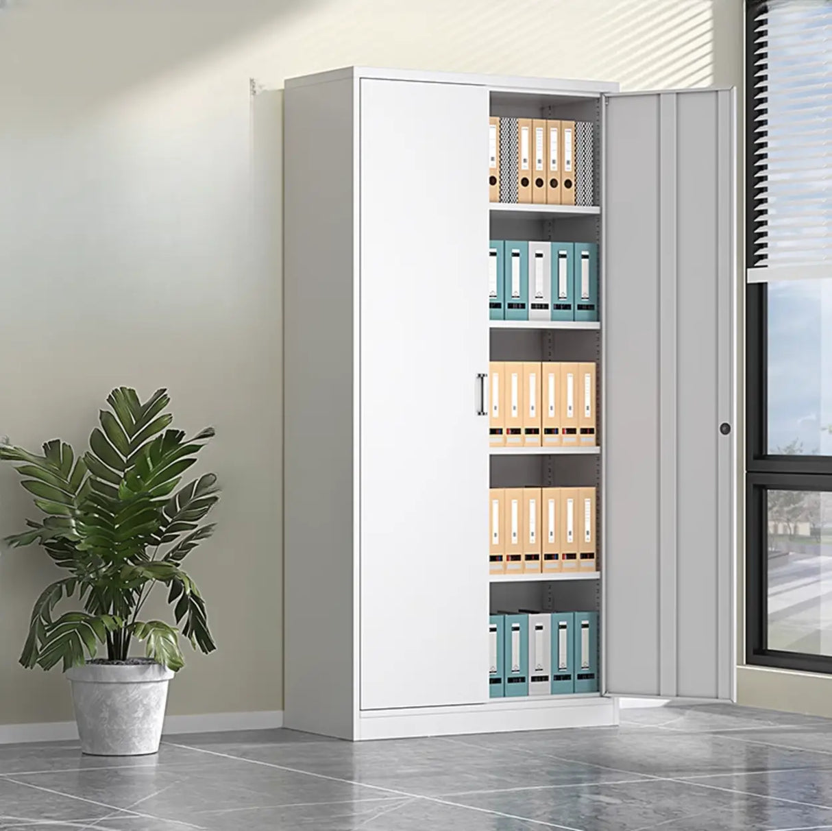 Steel Vertical Glass Door Filing Cabinet with Shelves Image - 8