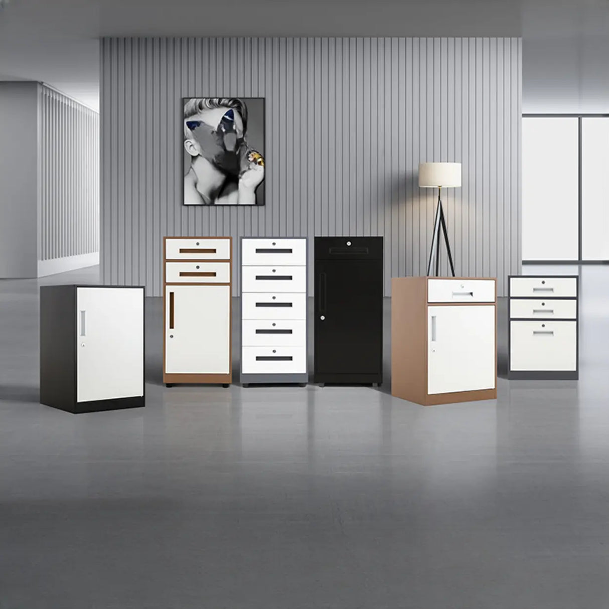 Steel Vertical Lockable Filing Cabinet with Drawers Image - 1