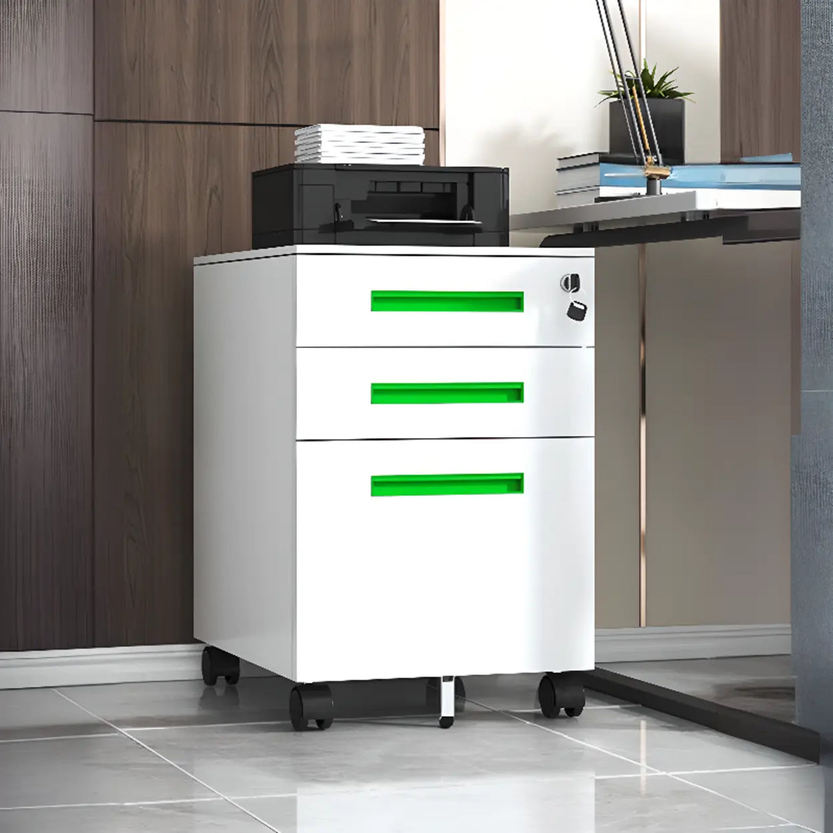 Steel Vertical Lockable Filing Cabinet with Wheels Image - 18
