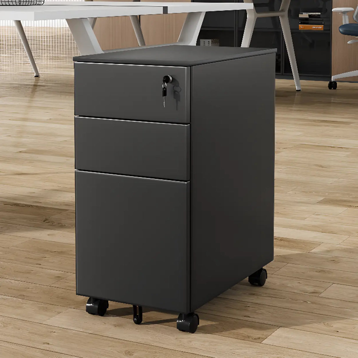 Steel Vertical Lockable Filing Cabinet with Wheels Image - 20
