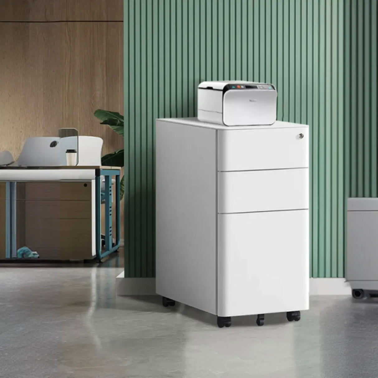 Steel Vertical Lockable Filing Cabinet with Wheels Image - 21