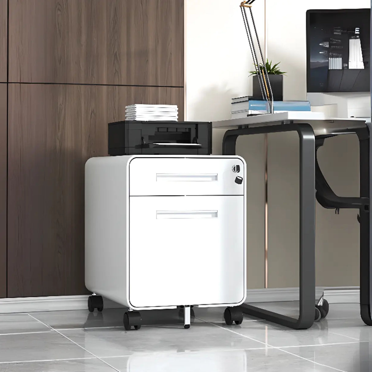 Steel Vertical Lockable Filing Cabinet with Wheels Image - 22