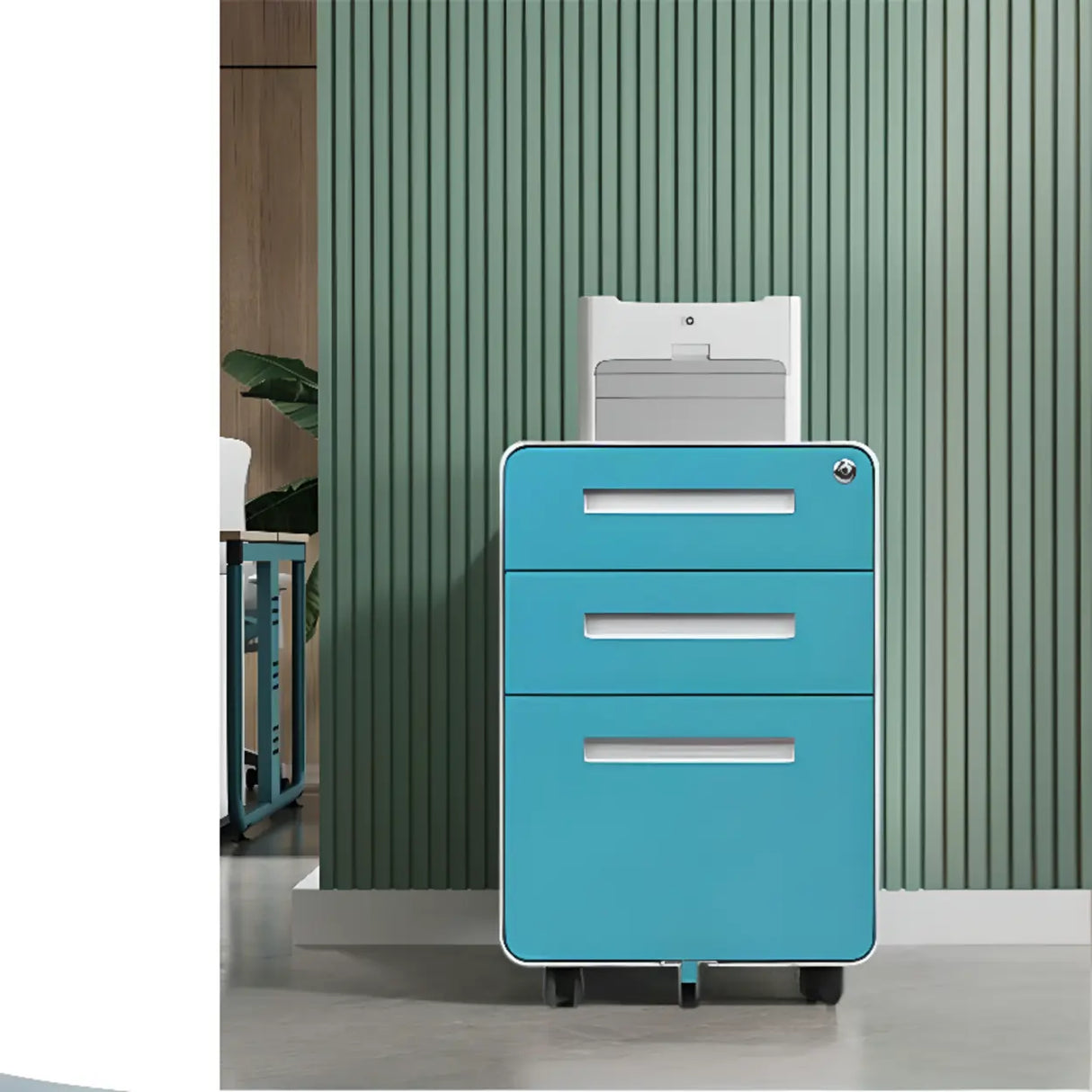 Steel Vertical Lockable Filing Cabinet with Wheels Image - 26