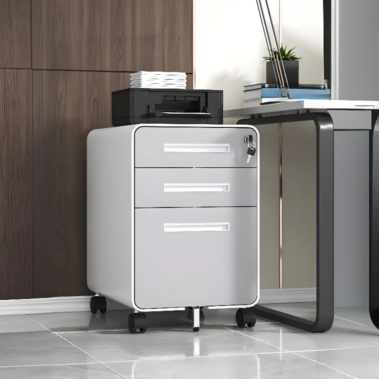 Steel Vertical Lockable Filing Cabinet with Wheels Image - 27