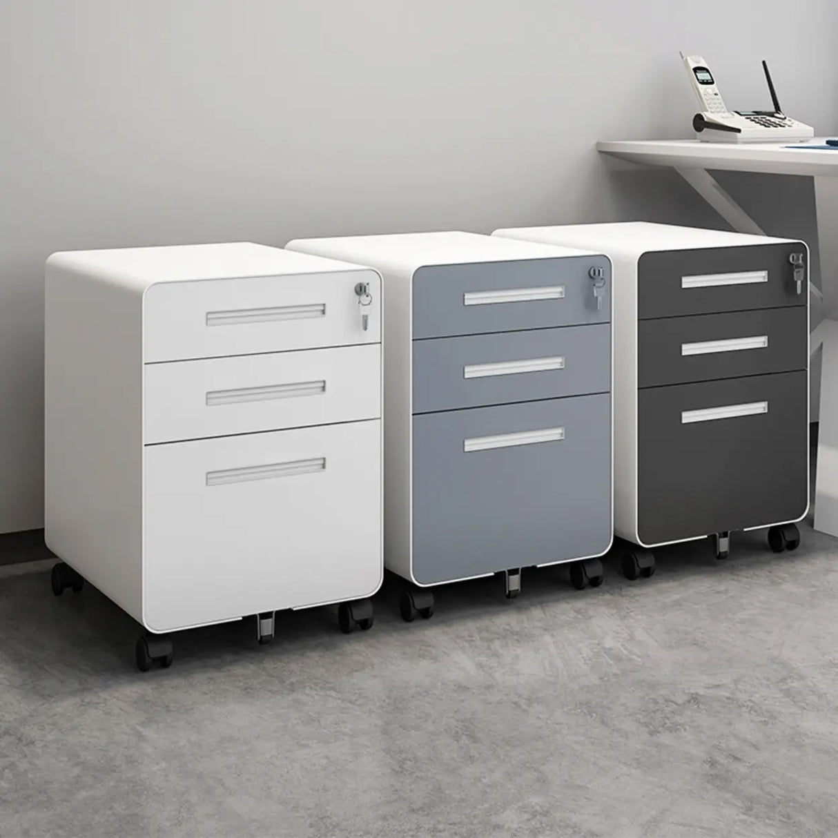 Steel Vertical Mobile Storage Filing Cabinet with Lock Image - 1
