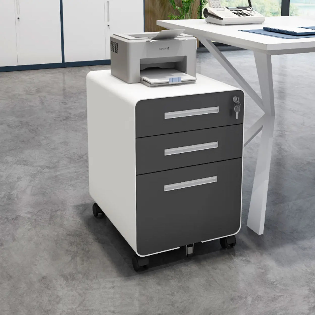 Steel Vertical Mobile Storage Filing Cabinet with Lock Image - 2