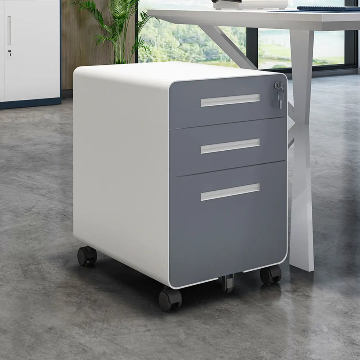 Steel Vertical Mobile Storage Filing Cabinet with Lock Image - 3