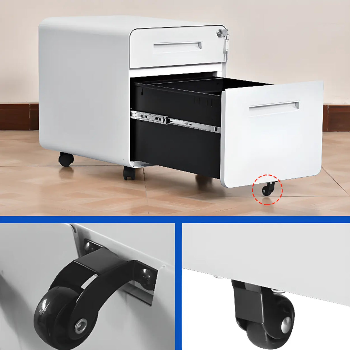 Steel Vertical Mobile Storage Filing Cabinet with Lock Image - 6