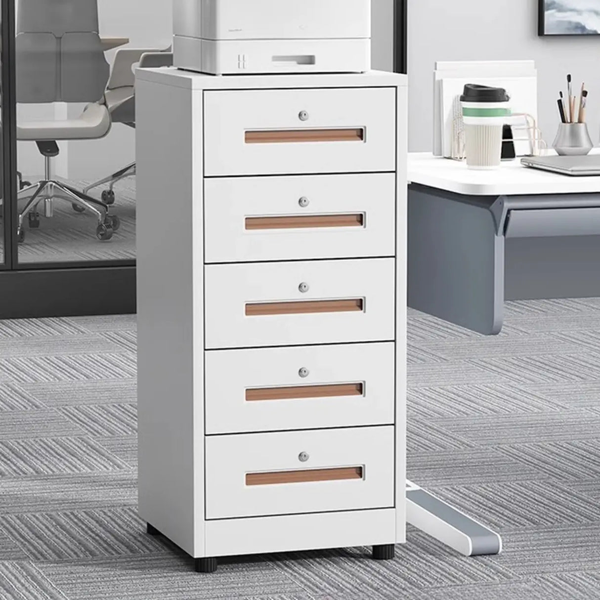 Steel Vertical Small Fireproof Lockable Filing Cabinet Image - 8