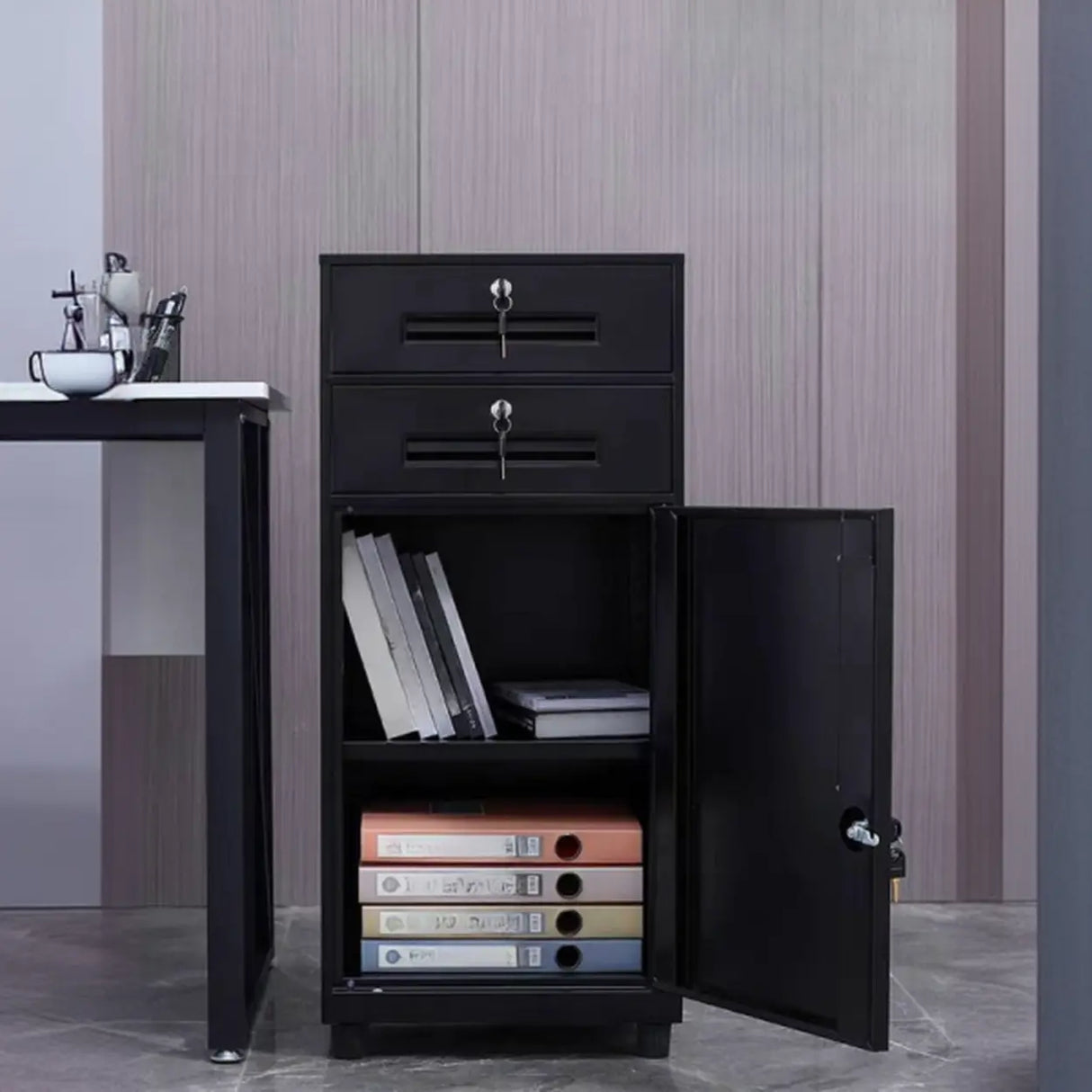 Steel Vertical White Filing Cabinet with Secure Storage Image - 6