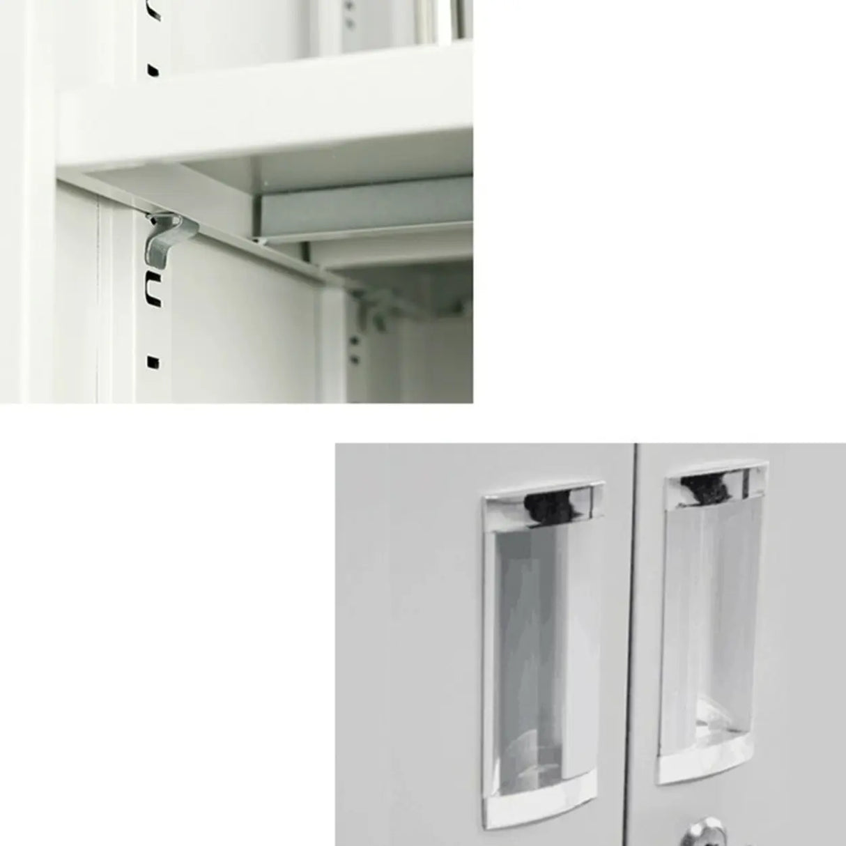Steel White Rectangular Filing Cabinet with Lockable Shelves Image - 6