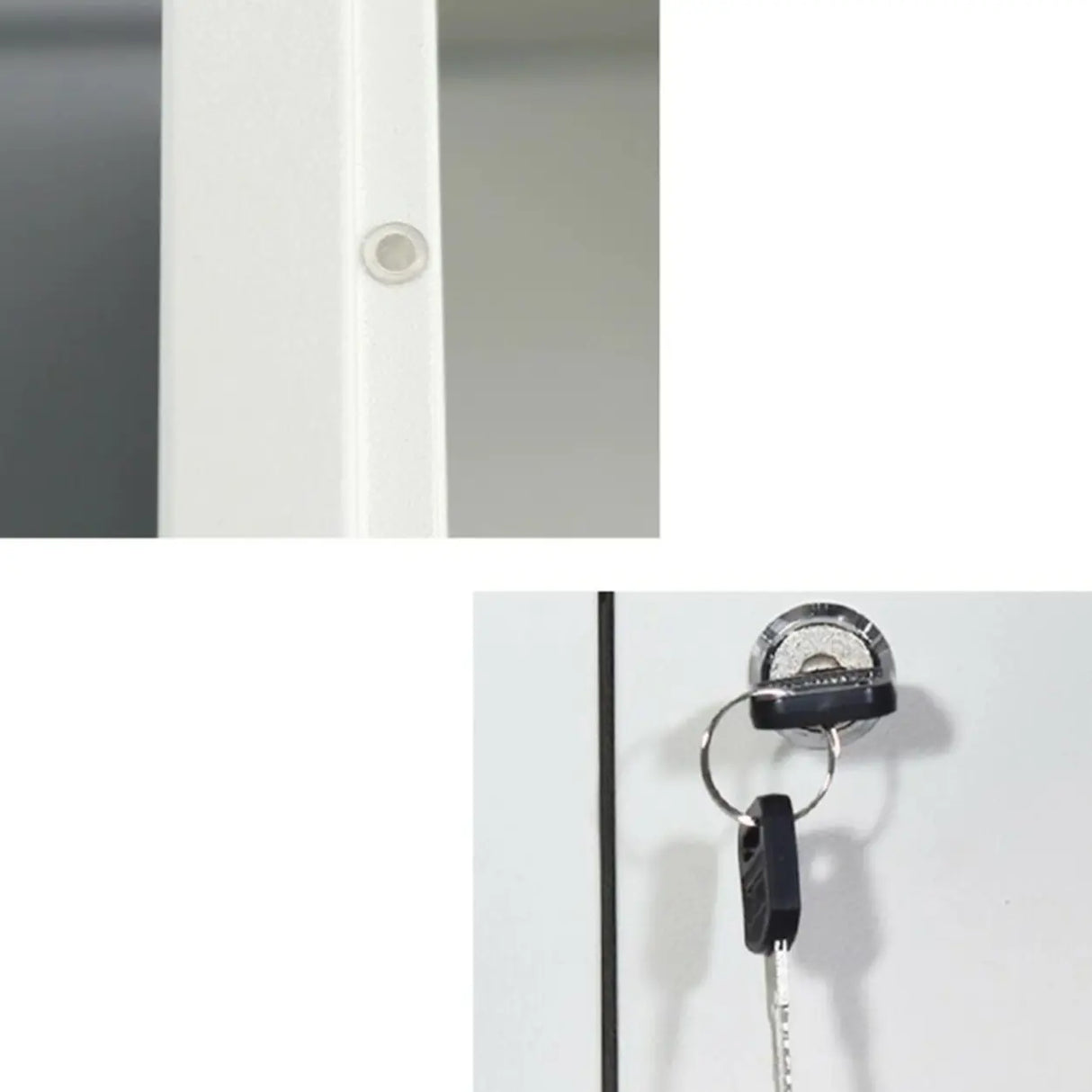 Steel White Rectangular Filing Cabinet with Lockable Shelves Image - 8