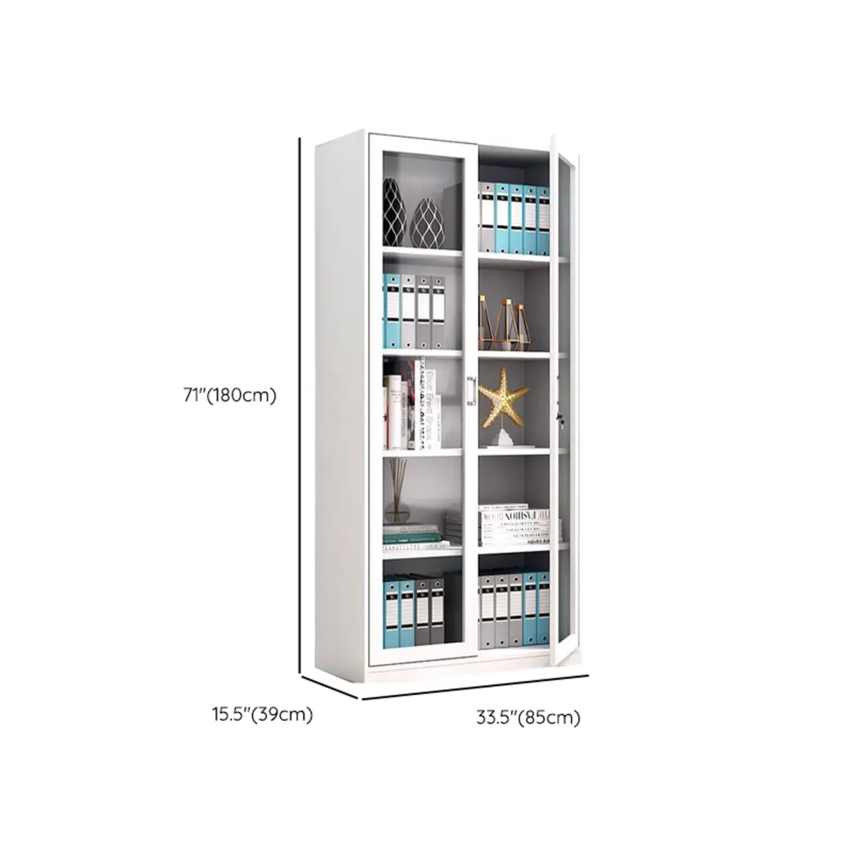 Steel White Vertical File Cabinet with Lock and Shelves Image - 13