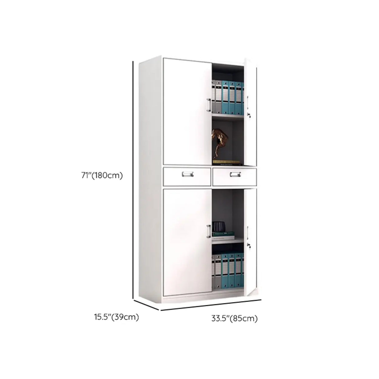 Steel White Vertical File Cabinet with Lock and Shelves Image - 15