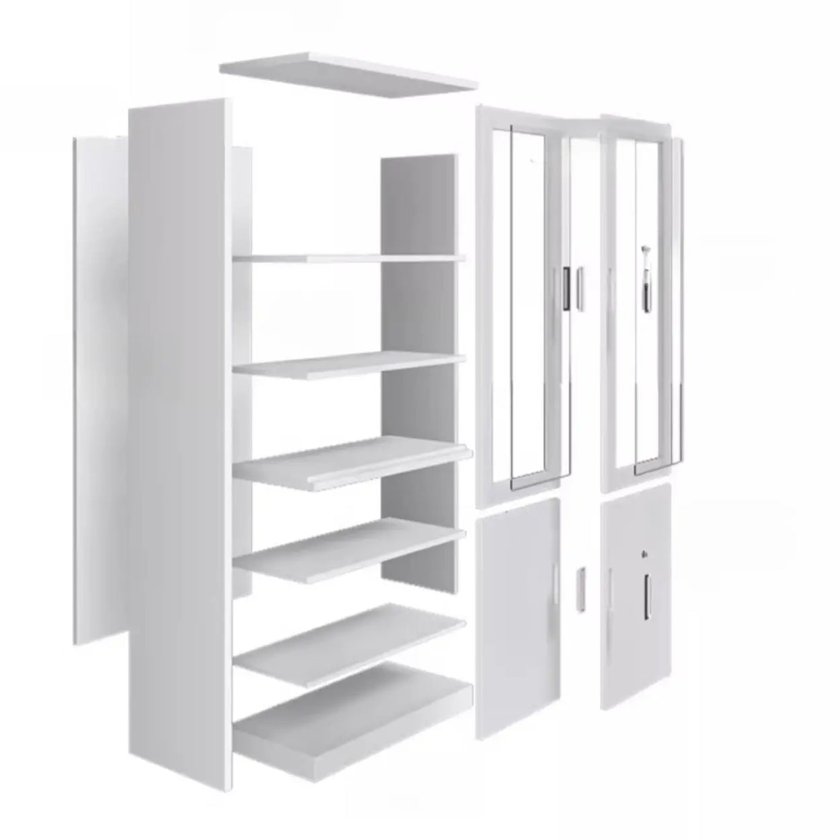 Steel White Vertical File Cabinet with Lock and Shelves Image - 6