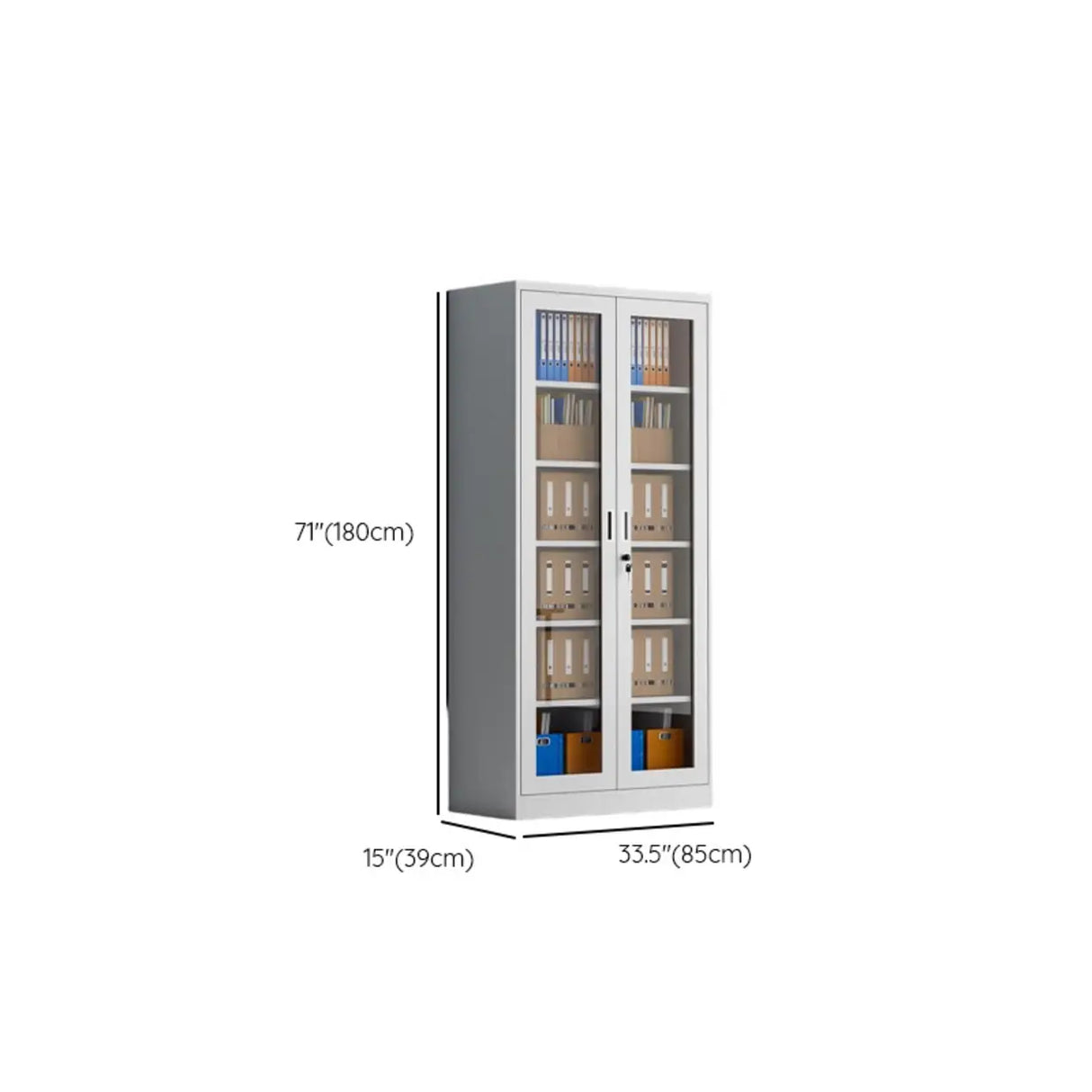 Steel White Vertical Shelves Filing Cabinet with Key Lock Image - 11