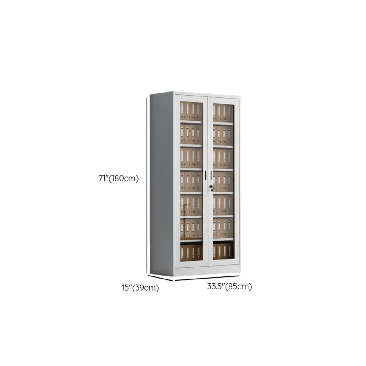 Steel White Vertical Shelves Filing Cabinet with Key Lock Image - 12