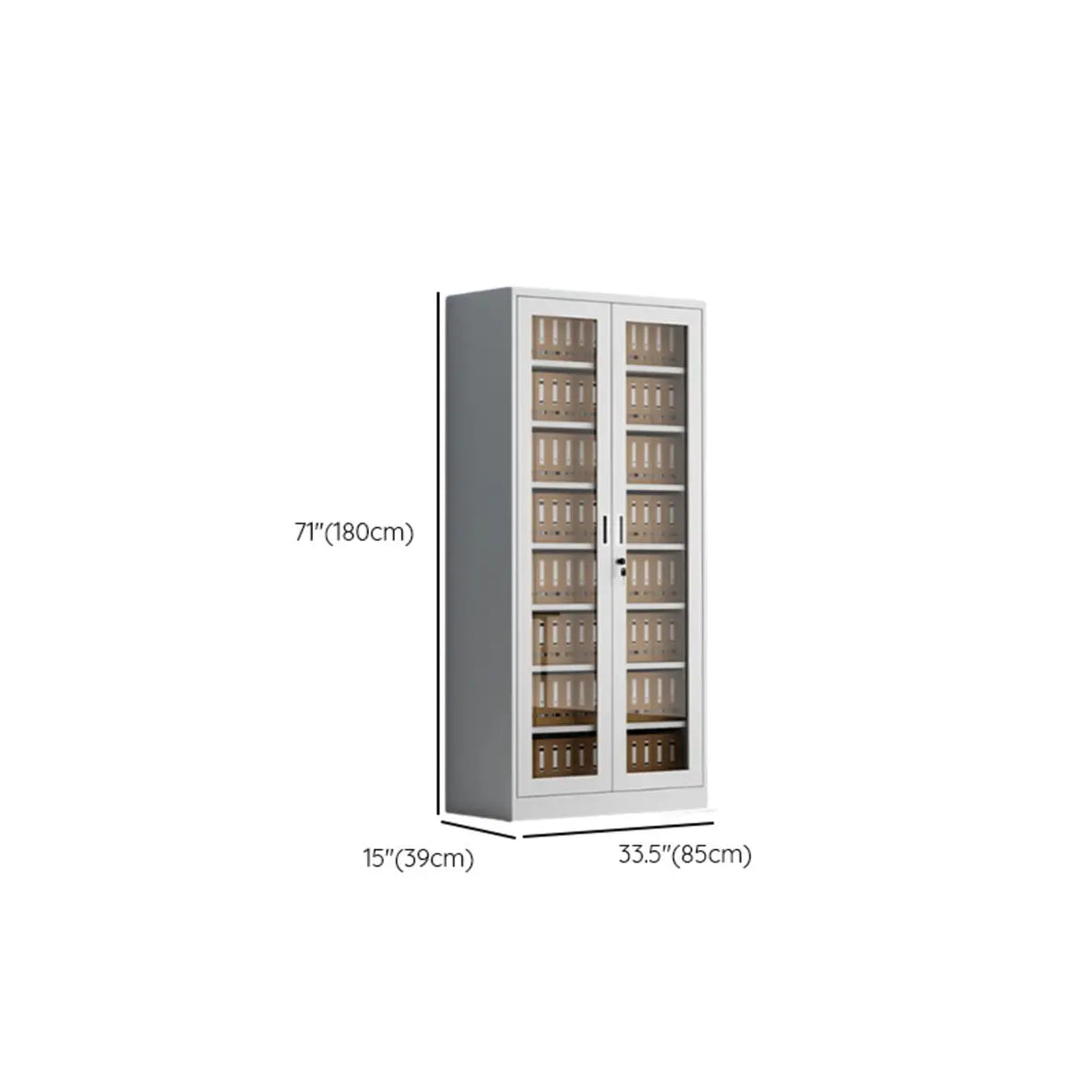 Steel White Vertical Shelves Filing Cabinet with Key Lock Image - 13