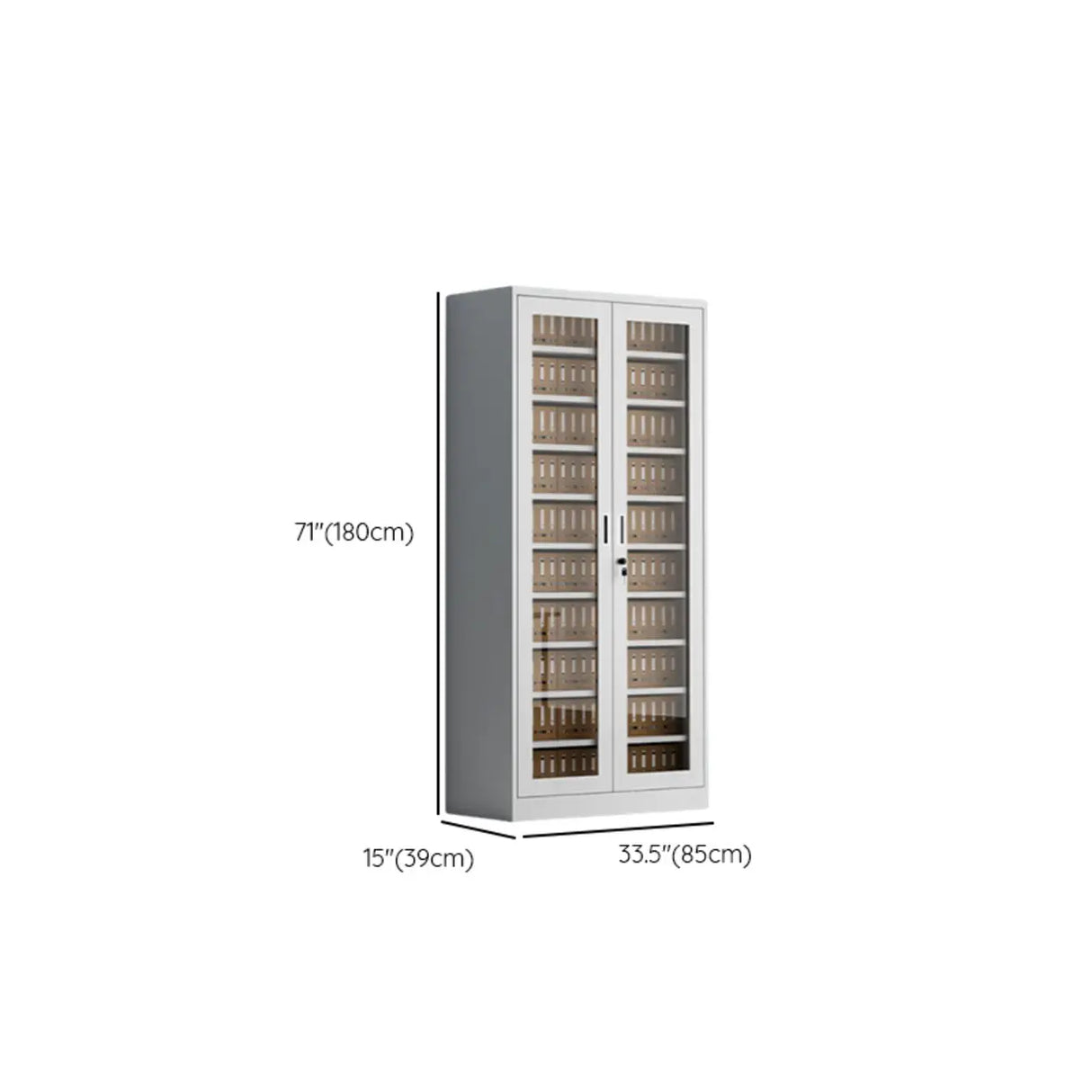 Steel White Vertical Shelves Filing Cabinet with Key Lock Image - 15