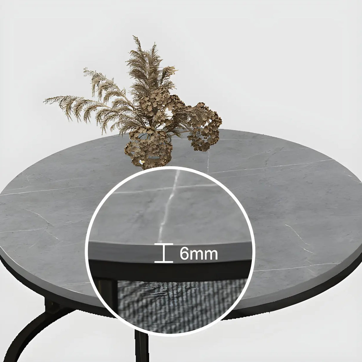 Stone Round Top Metal Frame Nesting Coffee Tables Image - 14