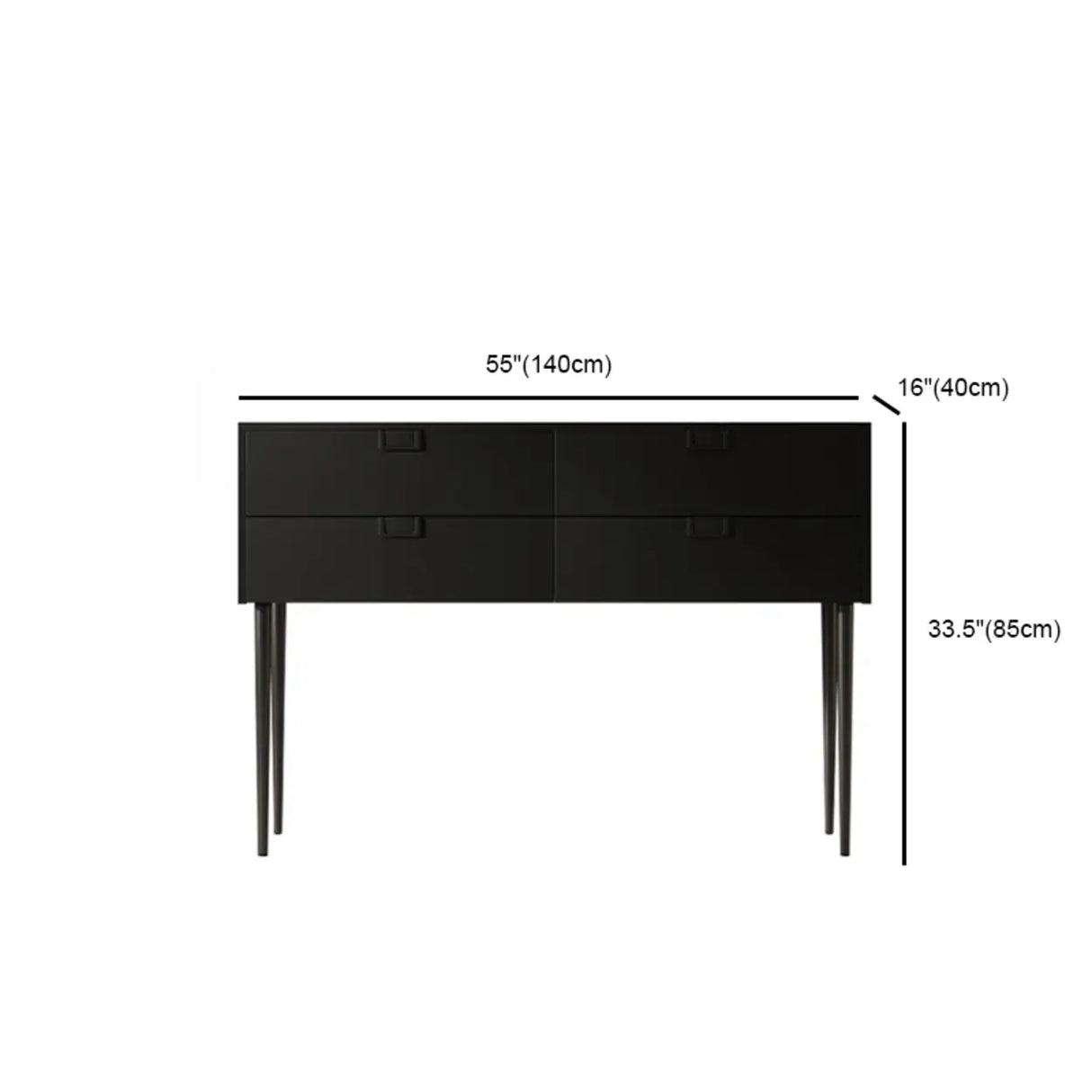 Storage Rectangle Wood Black Console Table with Drawer Image - 12