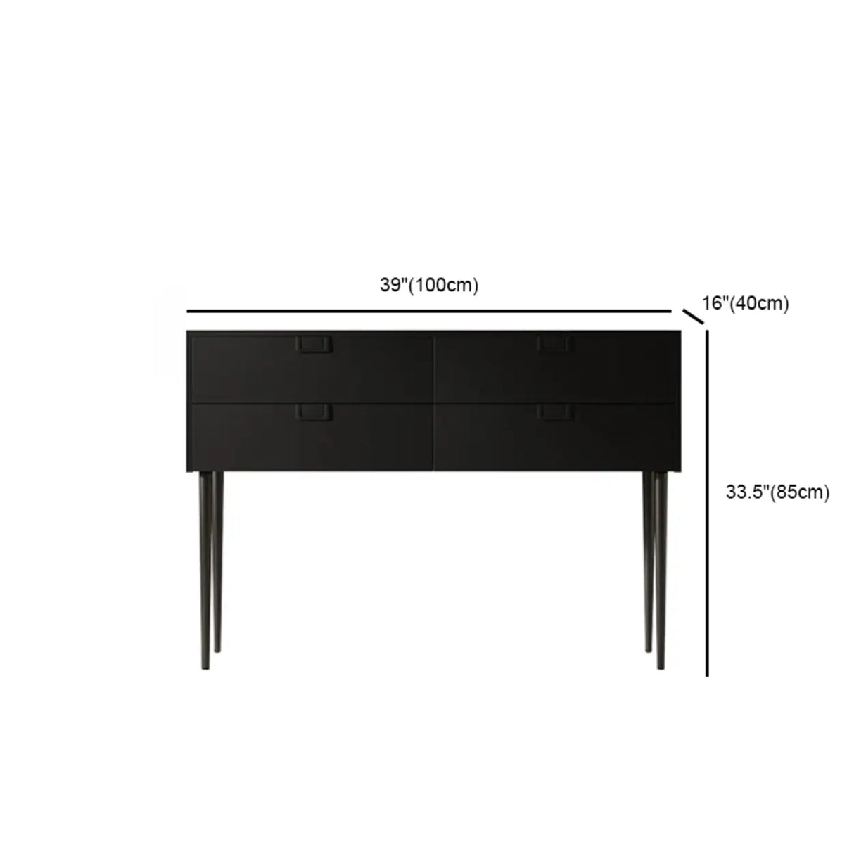 Storage Rectangle Wood Black Console Table with Drawer Image - 13