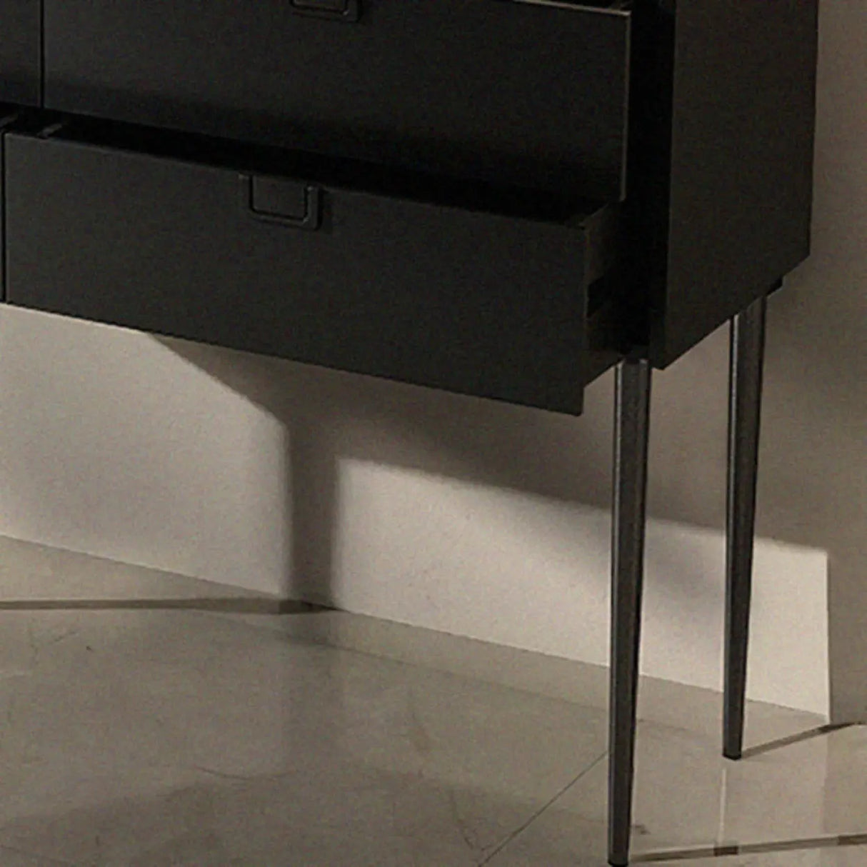 Storage Rectangle Wood Black Console Table with Drawer Image - 5