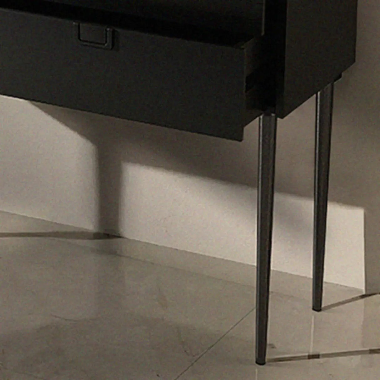 Storage Rectangle Wood Black Console Table with Drawer Image - 6