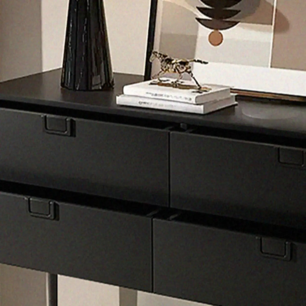 Storage Rectangle Wood Black Console Table with Drawer Image - 8