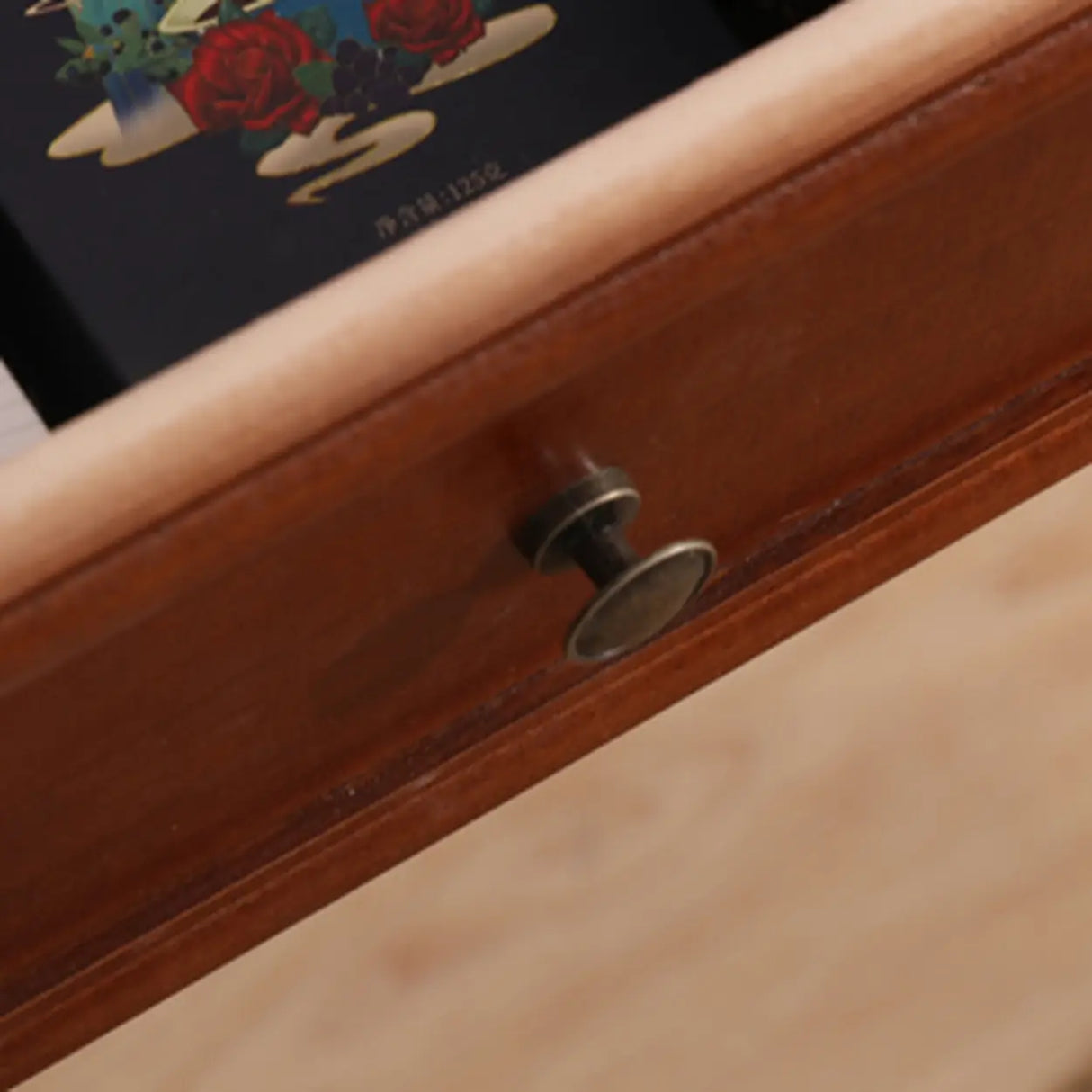 Storage Rectangular Wood Walnut Console Table with Drawers Image - 14