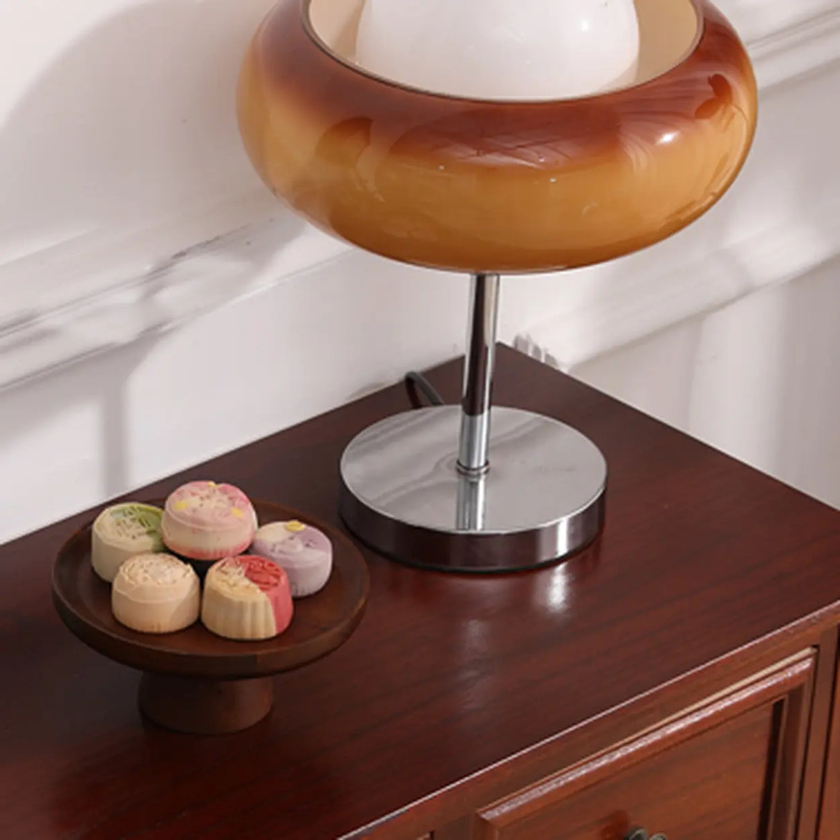 Storage Rectangular Wood Walnut Console Table with Drawers Image - 8