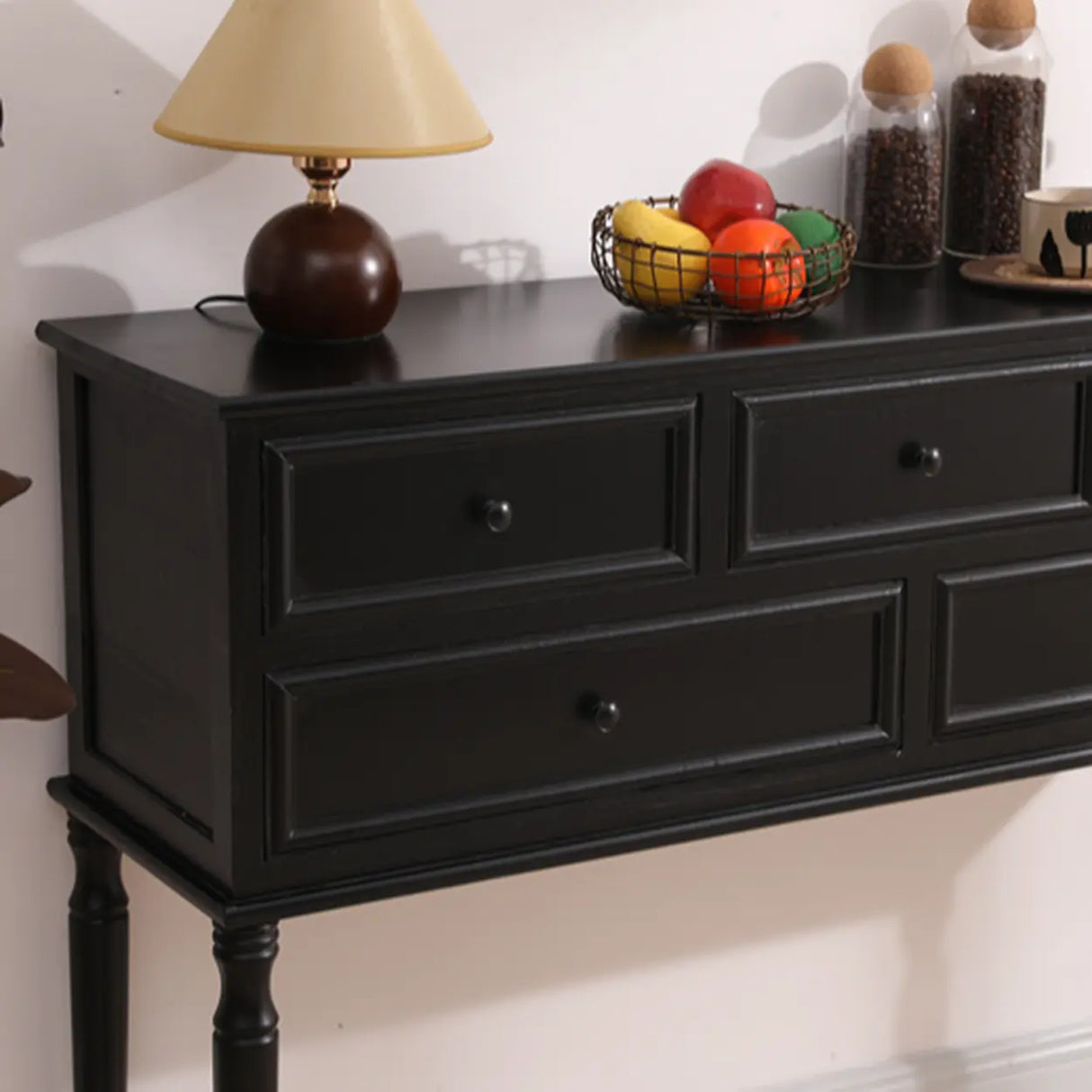 Storage Rectangular Wooden Black Classic Console Table Image - 12
