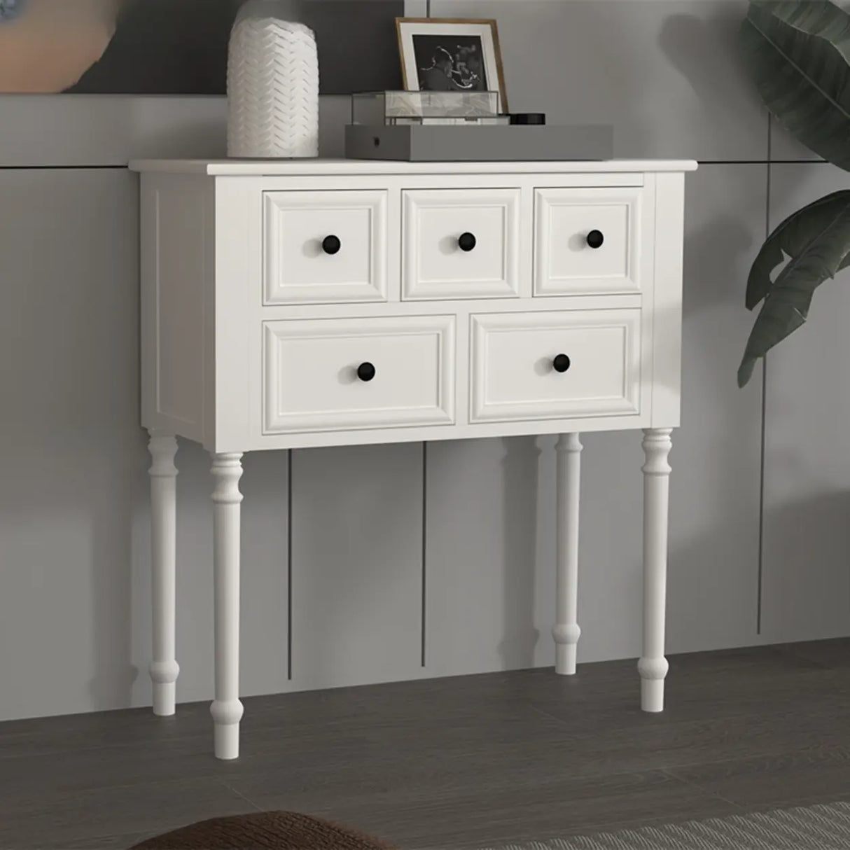 Storage Rectangular Wooden Black Classic Console Table Image - 13