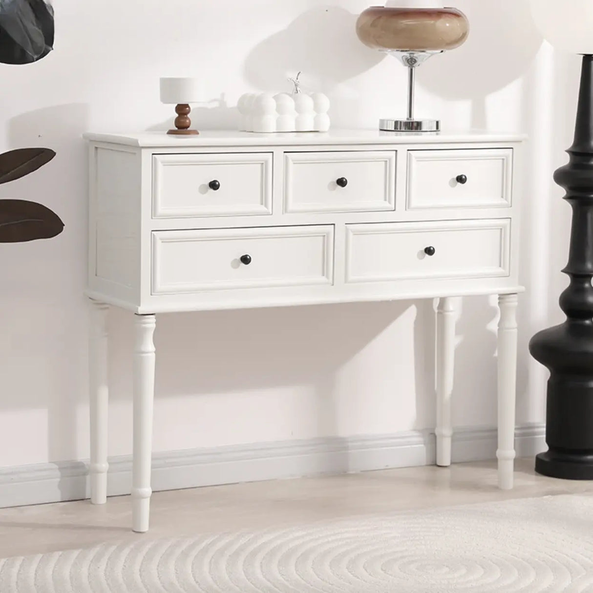 Storage Rectangular Wooden Black Classic Console Table Image - 16