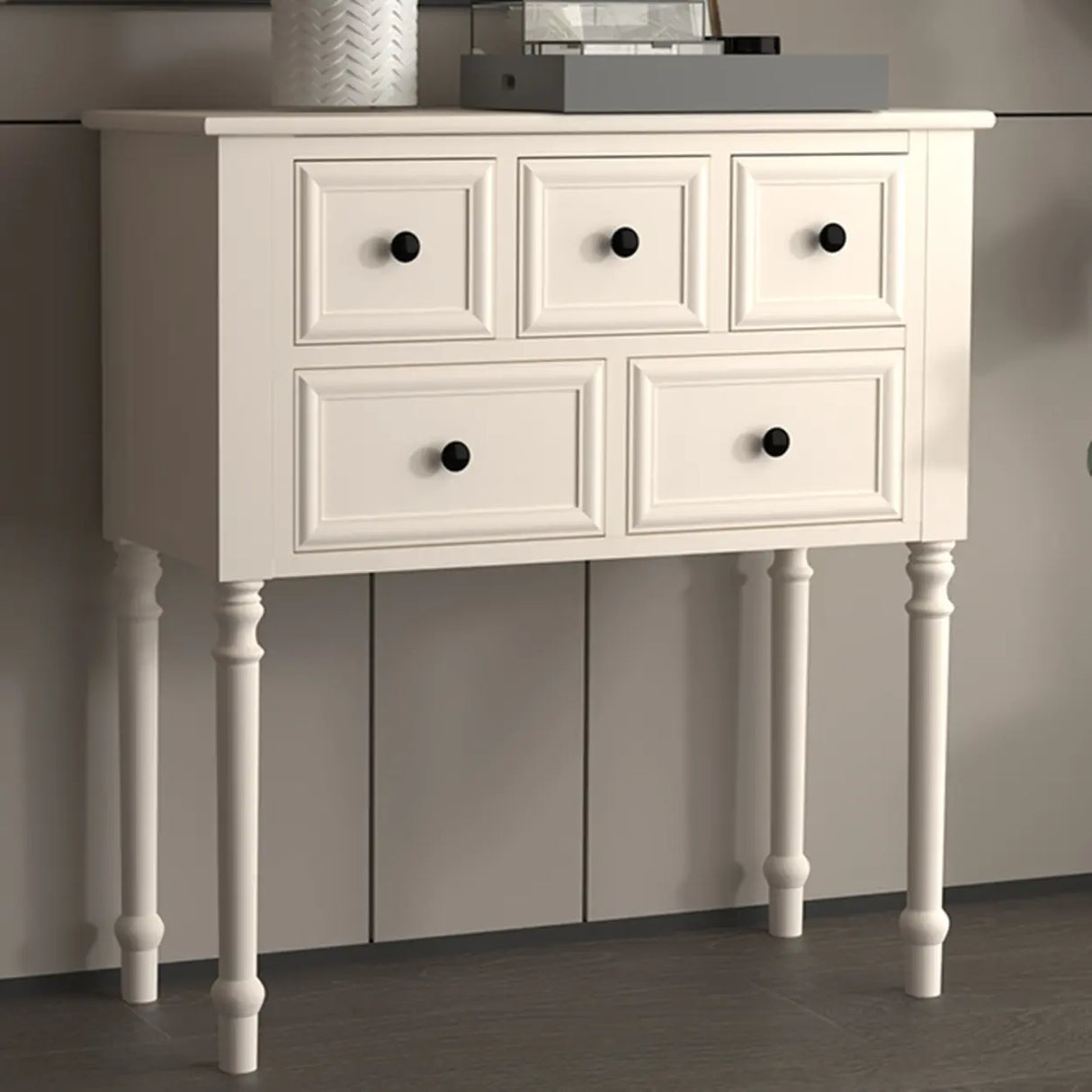 Storage Rectangular Wooden Black Classic Console Table Image - 7