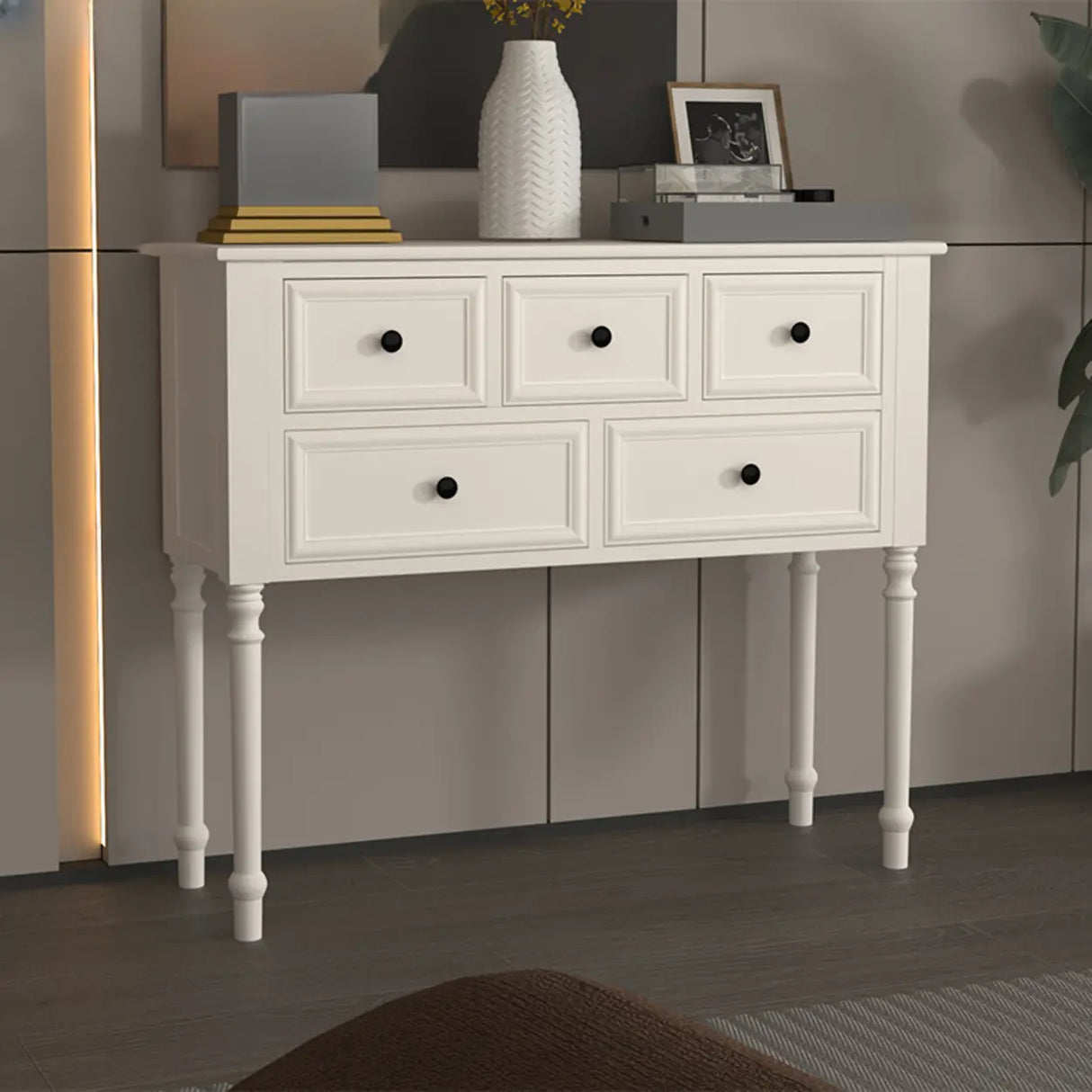 Storage Rectangular Wooden Black Classic Console Table Image - 9