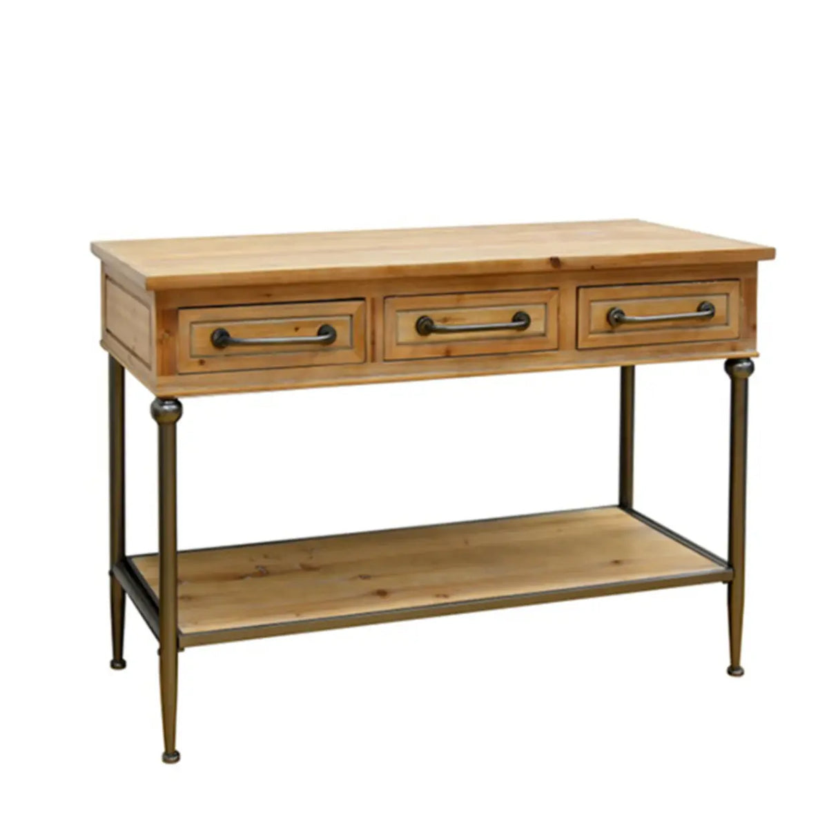 Storage Shelf Rustic Wood Brown Standard Console Table Image - 2