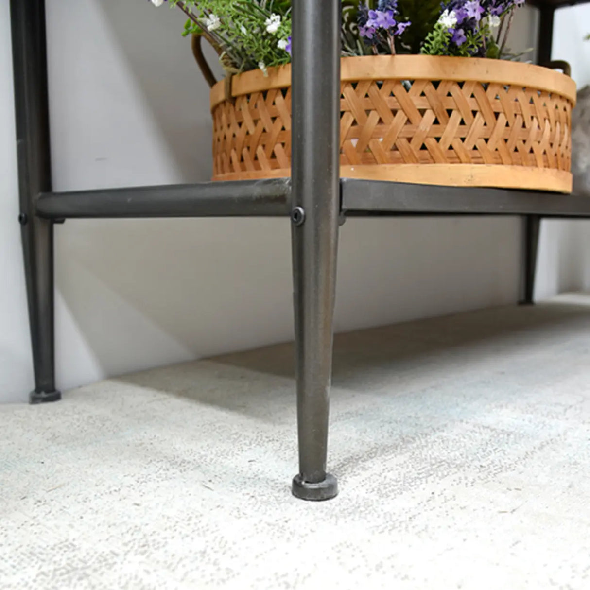 Storage Shelf Rustic Wood Brown Standard Console Table Image - 5