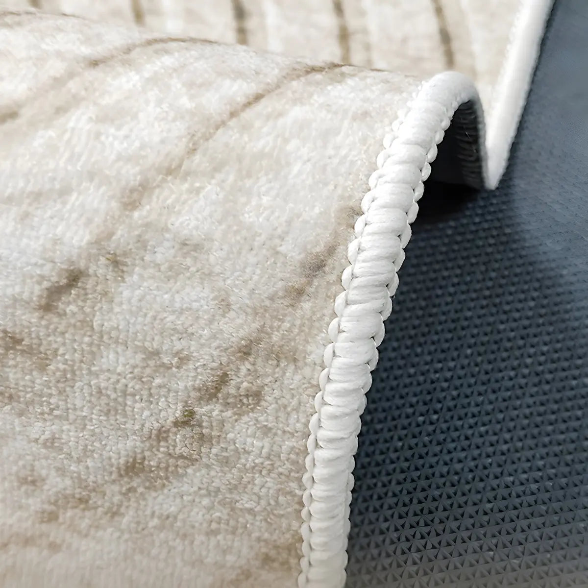 Stripe Rectangle Polyester Beige Living Room Area Rug Image - 16